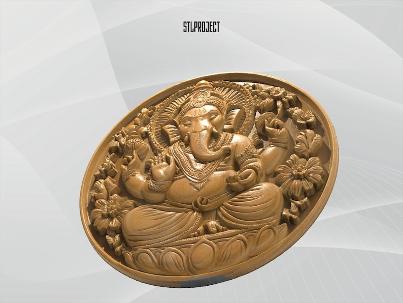 Lord Ganesha 3D STL Relief – Hindu Spiritual Wall Art for CNC & 3D ...