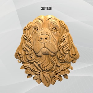 Disegno in rilievo STL 3D di Cocker Spaniel - Ideale per progetti CNC, router e stampa 3D, include mappa delle altezze | Download digitale | Razze di cani