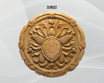 Turtle Mandala 3D STL Relief Design - Ideal for CNC, Router, and 3D Printing Projects, Includes Height Map | Digital Download, Wildlife