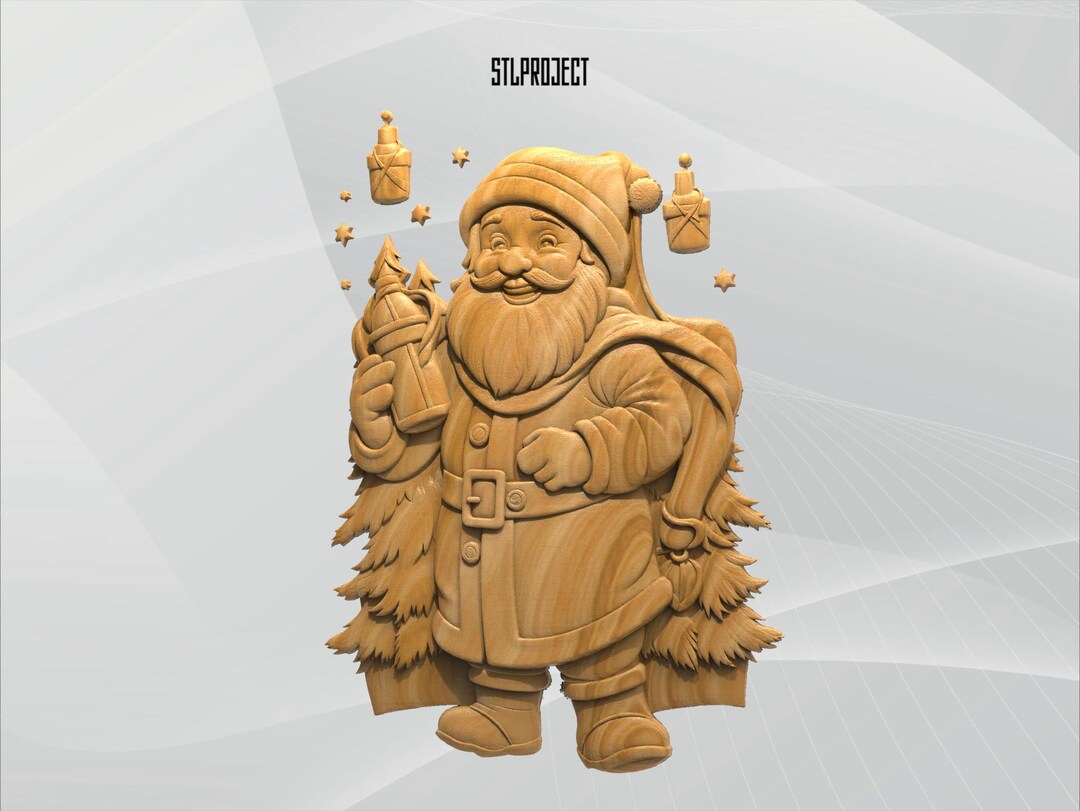 Santa Claus Xmas 3D STL Relief Design - Ideal for CNC, Router, and 3D ...