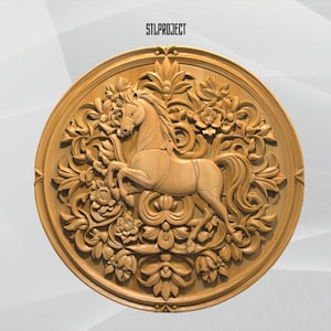 Horse 3D STL Relief Design - Ideal for CNC, Router, and 3D Printing Projects, Includes Height Map | Digital Download, Animal Wildlife