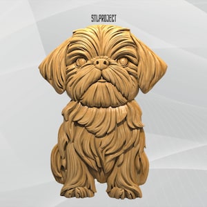 Shih Tzu 3D STL Relief Design - Ideal for CNC, Router, and 3D Printing Projects, Includes Height Map | Digital Download | Dog Breeds