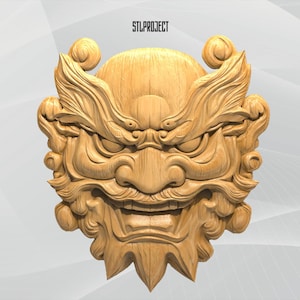 3D-STL-Reliefdesign „Schutzlöwe“ – ideal für CNC-, Router- und 3D-Druckprojekte, inklusive Höhenkarte | Digitaler Download | chinesisch