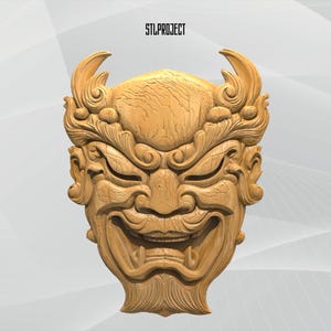 Diseño de relieve STL 3D de Oni: ideal para proyectos de CNC, enrutador e impresión 3D, incluye mapa de altura | Descarga digital