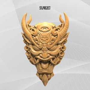 Diseño de relieve STL 3D de Oni: ideal para proyectos de CNC, enrutador e impresión 3D, incluye mapa de altura | Descarga digital
