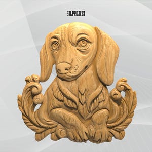 Conception en relief 3D STL de teckel - Idéal pour les projets CNC, de routeur et d'impression 3D, comprend une carte de hauteur | Téléchargement numérique | Races de chiens