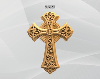 Celtic Cross 3D STL Relief Design - Ideal for CNC, Router, and 3D Printing Projects, Includes Height Map | DigitalDownload