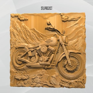 Biker Cruiser 3D STL Relief Design - Ideal für CNC-, Router- und 3D-Druckprojekte, inklusive Höhenkarte | DigitalDownload
