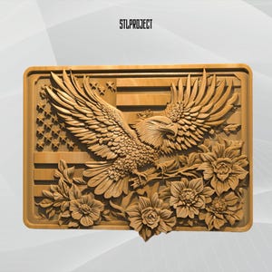 Eagle Frame USA 3D STL Relief Design – Idéal pour les projets CNC, de routeur et d'impression 3D, avec carte de hauteur | Téléchargement numérique
