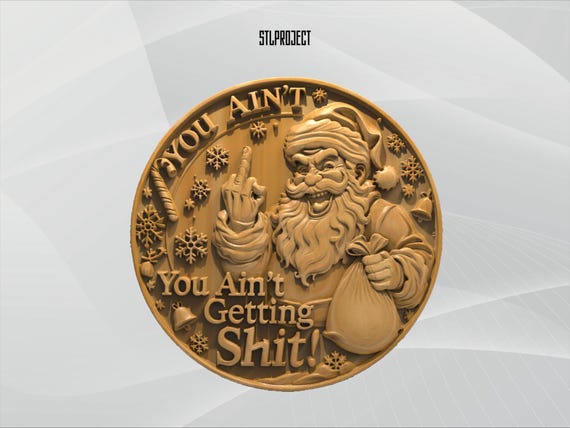 Crazy Santa Claus 3D STL Relief Design - Ideal for CNC, Router, and 3D Printing Projects, Includes Height Map | Digital Download