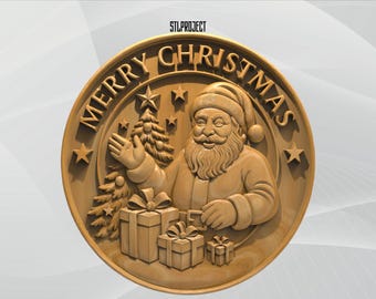 Merry Christmas 3D STL Relief Design - Ideal for CNC, Router, and 3D Printing Projects, Includes Height Map | DigitalDownload