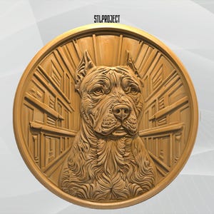 Pitbull 3D STL Relief Design – Idéal pour les projets CNC, de routeur et d'impression 3D, avec carte de hauteur | Téléchargement numérique