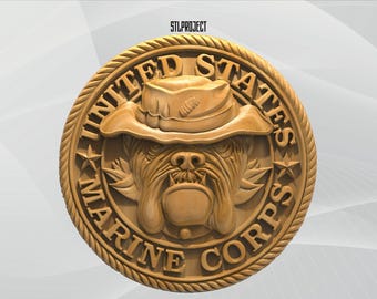 Marine Corps USA 3D STL Relief Design - Ideal for CNC, Router, and 3D Printing Projects, Includes Height Map | DigitalDownload