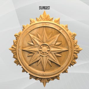 Compass 3D STL Relief Design - Ideal for CNC, Router, and 3D Printing Projects, Includes Height Map | Digital Download