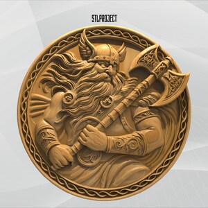 Viking 3D STL Relief Design - Ideal for CNC, Router, and 3D Printing Projects, Includes Height Map | DigitalDownload