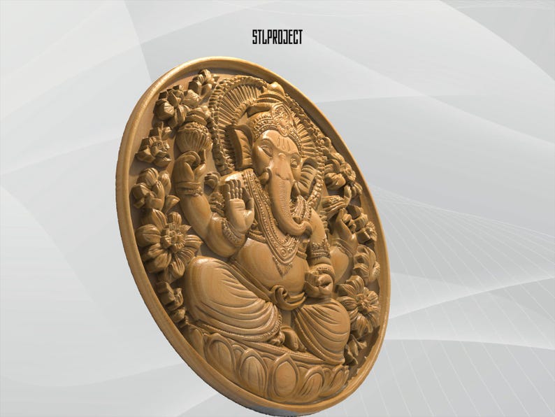 Lord Ganesha 3D STL Relief – Hindu Spiritual Wall Art for CNC & 3D ...