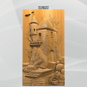 Modèle STL 3D en relief du château – Idéal pour les projets CNC, de routeur et d'impression 3D, avec carte de hauteur | Téléchargement numérique