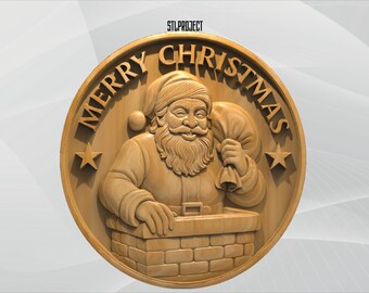 Santa Claus 3D STL Relief Design - Ideal for CNC, Router, and 3D Printing Projects, Includes Height Map | DigitalDownload