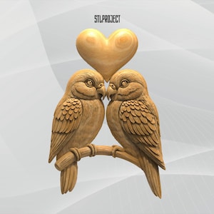 Birds Love 3D STL Relief-Design – Ideal für CNC-, Router- und 3D-Druckprojekte, inklusive Höhenkarte | DigitalDownload