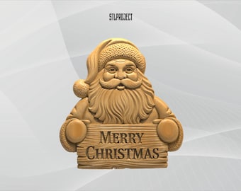Santa Claus 3D STL Relief Design - Ideal for CNC, Router, and 3D Printing Projects, Includes Height Map | DigitalDownload