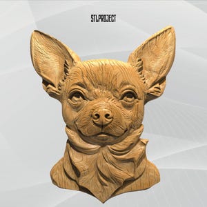 Conception en relief 3D STL de Chihuahua - Idéal pour les projets CNC, de routeur et d'impression 3D, comprend une carte de hauteur | Téléchargement numérique, faune animale