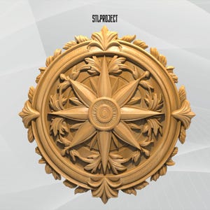 Compass 3D STL Relief Design - Ideal for CNC, Router, and 3D Printing Projects, Includes Height Map | Digital Download
