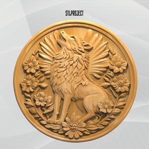 Wolf 3D STL Relief Design - Ideal for CNC, Router, and 3D Printing Projects, Includes Height Map | Digital Download, Animal Wildlife