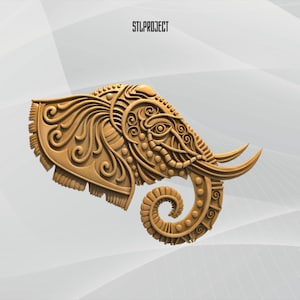 Modèle 3D STL en relief d'éléphant - Idéal pour les projets CNC, de routeur et d'impression 3D, avec carte de hauteur | Téléchargement numérique