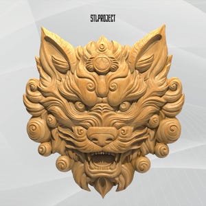3D-STL-Reliefdesign „Chinesischer Löwe“ – ideal für CNC-, Router- und 3D-Druckprojekte, inklusive Höhenkarte | Digitaler Download
