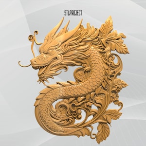 Dragon 3D STL Relief Design - Ideal for CNC, Router, and 3D Printing Projects, Includes Height Map | Digital Download