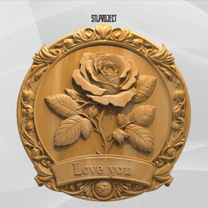 Rose Thank You 3D STL Relief Design - Ideal for CNC, Router, and 3D Printing Projects, Includes Height Map | DigitalDownload