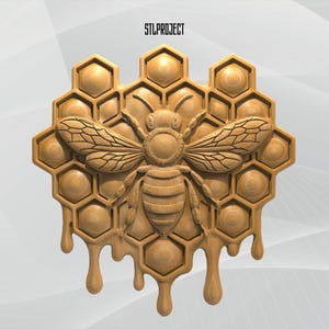 Modèle STL 3D en relief d'abeille - Idéal pour les projets CNC, de routeur et d'impression 3D, avec carte de hauteur | Téléchargement numérique