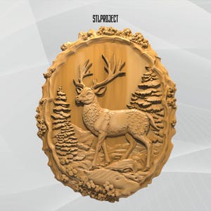 Deer 3D STL Relief Design - Ideal for CNC, Router, and 3D Printing Projects, Includes Height Map | Digital Download, Animal Wildlife