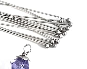 Long Ballpins, Stainless Steel, 50 Pieces (approx), 70mm, 2 3/4 inch, 0.7mm, 22 gauge, Lot Size 50 (Approx), #1307