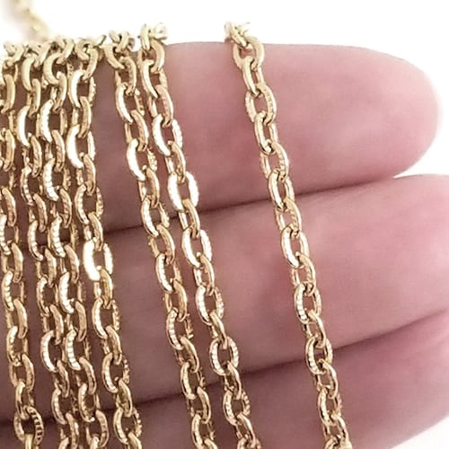 Gold Textured Stainless Steel Chain 