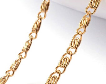 Gold Lumachina Chain Stainless Steel, Tiny 4x1.5mm, 0.8mm Thick, Hypoallergenic, Non Tarnish, Choose 2 to 10 feet, #1963 G