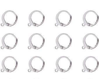 Stainless Steel Leverback Earring Findings, 12mm Round Huggies, Lot Size 50 to 100 pcs