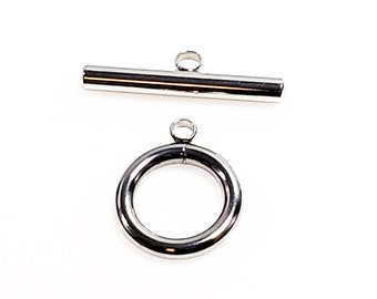 Toggle Clasp, Polished Stainless Steel, Small Round Secure Sturdy, Hypoallergenic, Non Tarnish, Lot Size 10 to 50 Sets, #1205