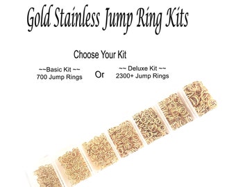 Custom Order Gold Jump Ring Kit, Stainless Steel, WARNING Read Description, Non Tarnish Jewelry Making Supplies, Gold Findings