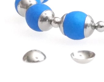 Smooth Dome Bead Cap, 100 Pieces Stainless Steel, Fits 3mm thru 8mm and larger beads, 0.8mm Hole, Non Tarnish, #1319