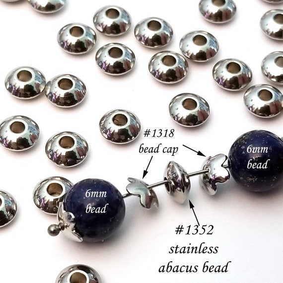 Stopper da 6 mm con foro da 2 mm - Acciaio inossidabile 316 dorato x1