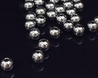 6mm Beads, Stainless Steel Round, 1.5mm Hole, 201 Grade Stainless, Hypoallergenic, Non Tarnish, Lot Size 25 to 100, #1524