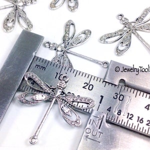 Filigree Dragonfly Pendant Charms Connector, 24x24mm, 2 Loops, Antique Silver, Large, Made in USA, Lead Nickel Free, Lot Size 6 to 20, 09S image 3