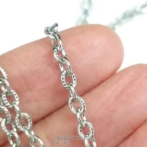 Stainless Steel Jewelry Making Chain, Textured Chain, 3x4mm Oval Link Chain, Bulk Chain, Hypoallergenic, Non Tarnish, 4 to 20 feet, 1031 C image 3