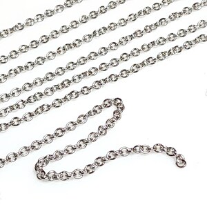 Fine Jewelry Chain, Bulk, Stainless Steel Chain, Grade 316, Soldered Closed Links, 5 to 20 feet, 2x2x0.5mm, 1913 image 3