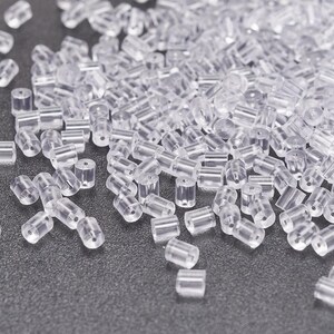 200 Clear Ribbed PVC Plastic Earring Stoppers / Keepers – For Ear Thread Or Wire