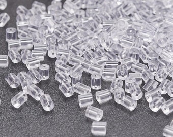 Ear Wire Stoppers, 500 Pieces, Bulk Jewelry Findings  Earnuts, Clear Rubber Plastic, 3x3mm, Hole: Approx 0.7mm, Lot Size 500 pcs #1317