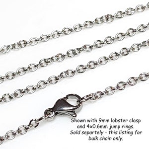 Fine Jewelry Chain, Bulk, Stainless Steel Chain, Grade 316, Soldered Closed Links, 5 to 20 feet, 2x2x0.5mm, 1913 image 2