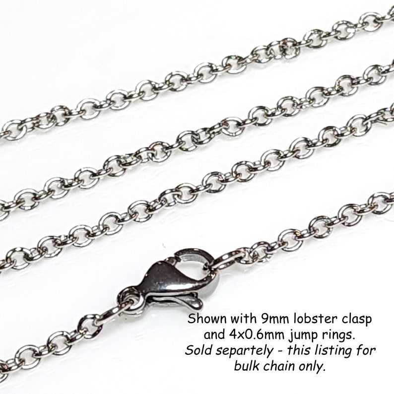 Fine Jewelry Chain, Bulk, Stainless Steel Chain, Grade 316, Soldered Closed Links, 5 to 20 feet, 2x2x0.5mm, 1913 image 2