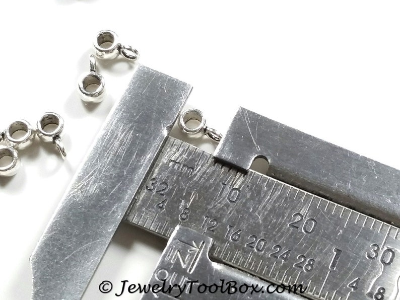 TINY Antique Silver Pewter Jewelry Making Supplies #1245 3mm Hole Lead Free 7x3mm Charm Pendant Bails 2mm Loop Lot Size 25 to 200